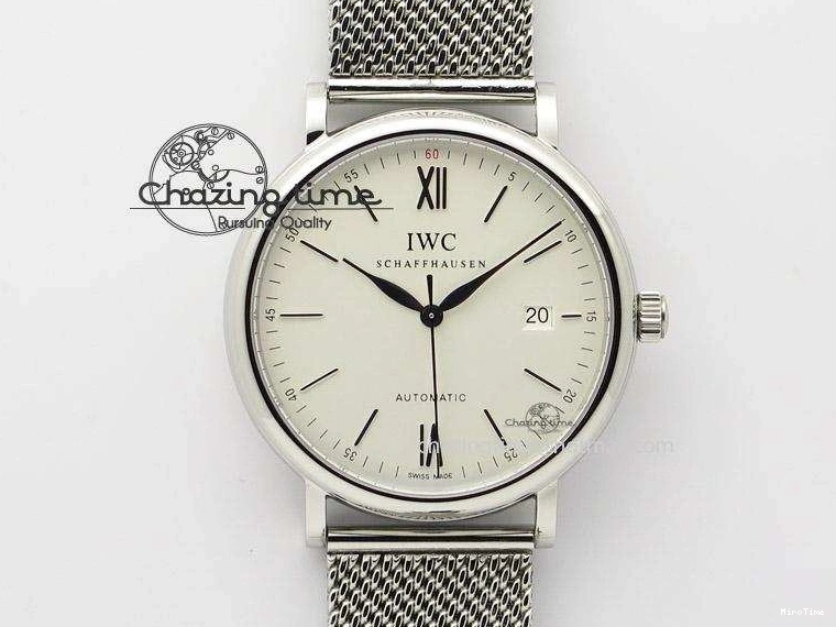 MIROTIME 0130 Portofino SCHAFFHAUSEN SS MKF 1:1 Best Edition White Dial On Mesh Bracelet A TravelReady 7341